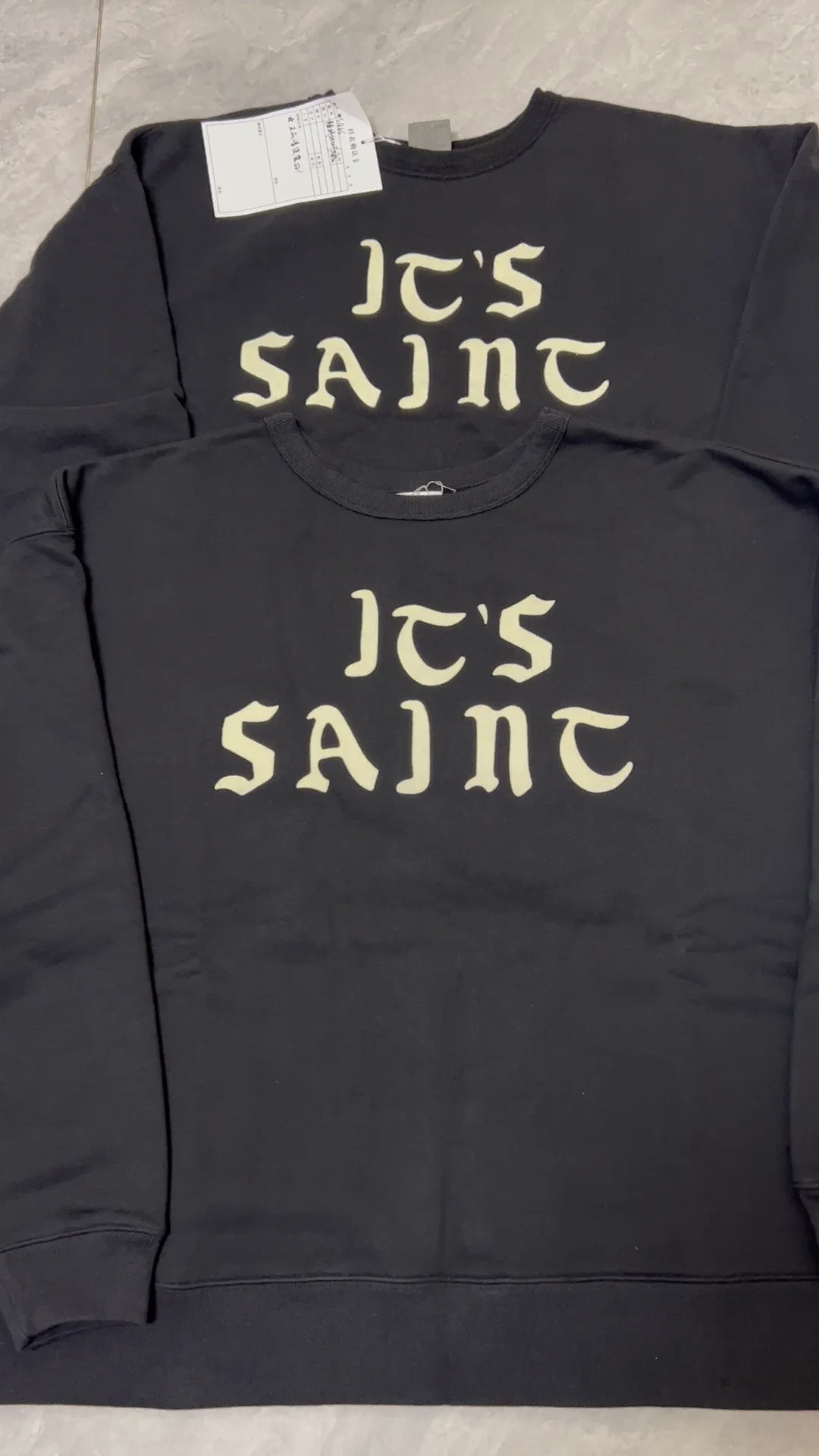 Printing proofing SAINT Mxxxxxx CREW SWT/IT'S SAINT/BLK flocked SAINT sweatshirt black S-XL ⚠️Note important point: this is flocked printing